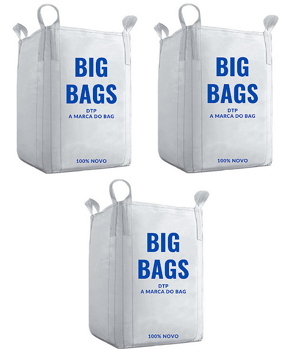 3 Saco Big Bag Reciclagem Usinas Fazendas Entulhos Modelo C1 Rafia Gramatura 160 Fator 5x1 Medidas 120x90x90 P/ 1000Kg