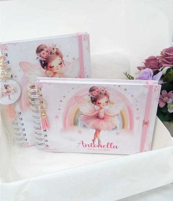 Kit Caderneta + Livro de bebê - Bailarina Clean/ Personalizado