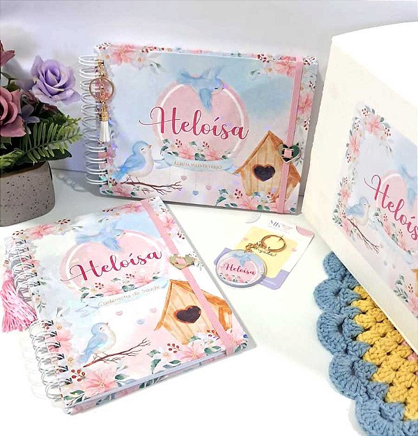 Kit Caderneta + Livro de bebê - Jardim / Personalizado