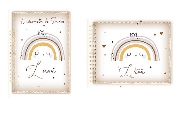 Kit Caderneta + Livro de bebê - Arco Iris Minimalista / Personalizado