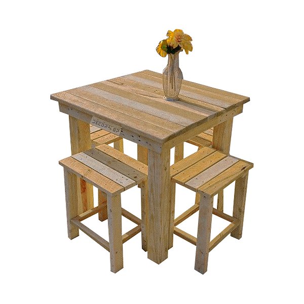 Conjunto de Mesa com Bancos em Pallet para Locação – Ideal para Eventos