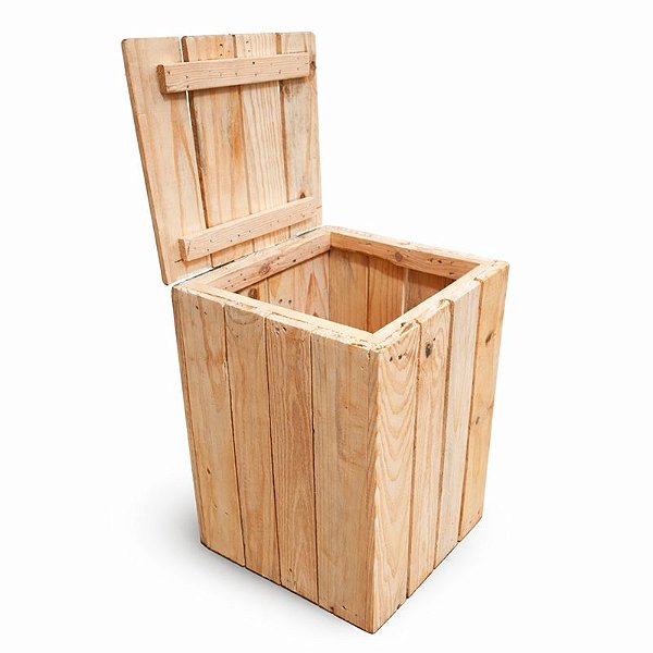 Lixeira de Pallet 40 Litros Quadrada em Madeira Pinus Sustentável