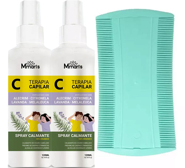 Kit Pente Fino M Mari's Spray Sem Enxague Combate Piolhos