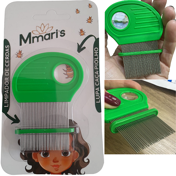 Pente Fino Piolho Lêndea Aço Inox M Mari's Limpador Cerdas