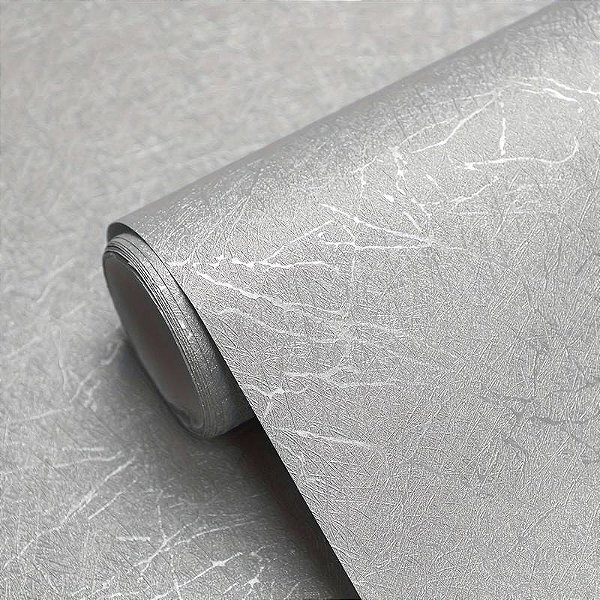 Papel De Parede Adesivo Texturizado Prata - 5M
