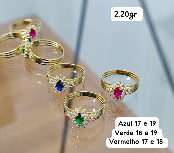 Anel em ouro 18k com pedras