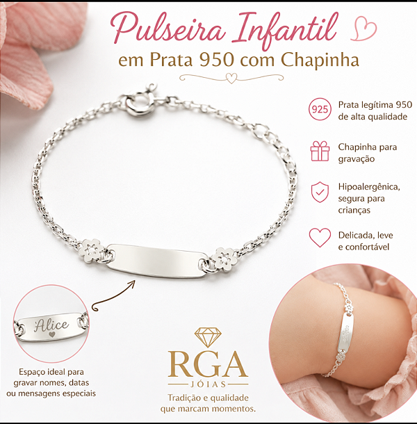 Pulseira de criança em Prata legítima 950