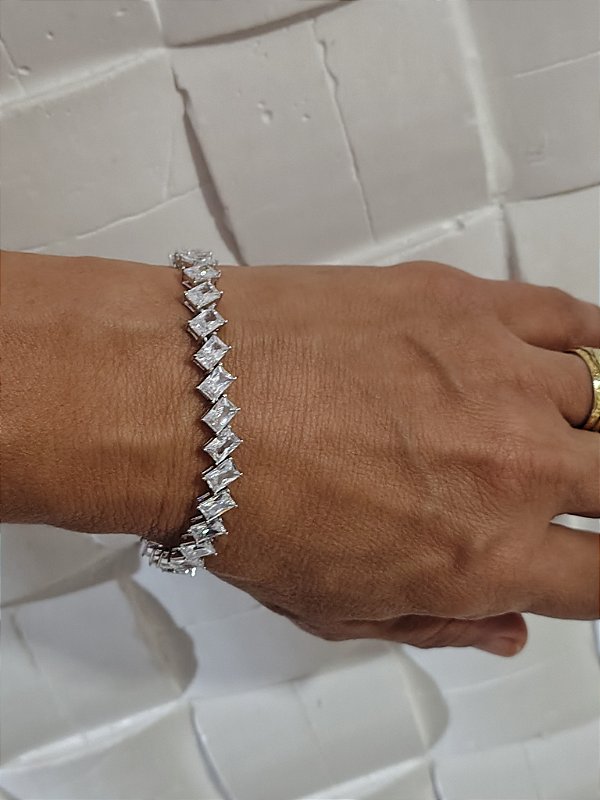 Pulseira Riviera com ródio em Prata legítima 925