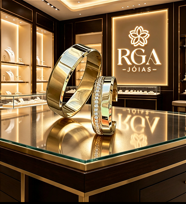 Aliança em ouro 18k com diamantes
