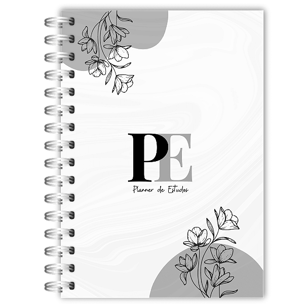 Planner Estudos: Floral Cinza