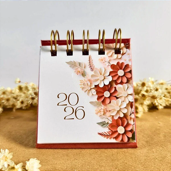 Flor de Papel Terracota - Mini Calendário 2026