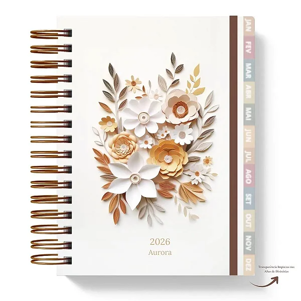 Planner: Aurora Coleção Flores e Papel - Hábitos 2026