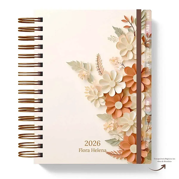 Planner: Flora Coleção Flores e Papel - Hábitos 2026