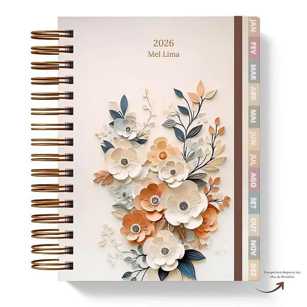 Planner: Mel Coleção Flores e Papel - Hábitos 2026