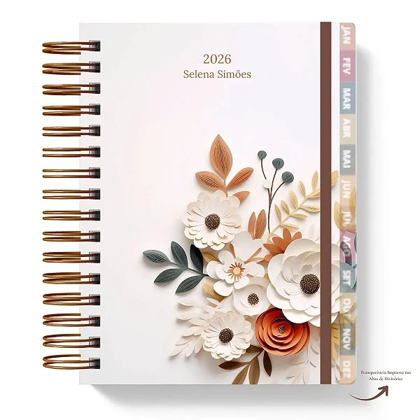 Planner: Selena Coleção Flores e Papel - Hábitos 2026