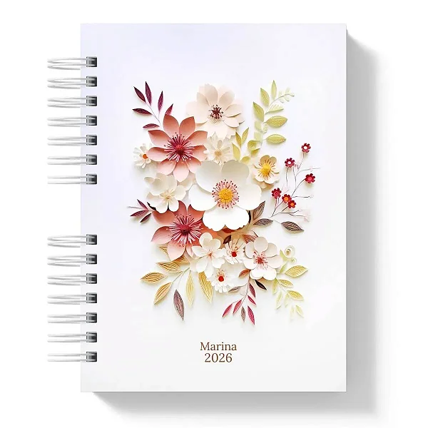 Planner Compacto: Marina 2026 - Coleção Flores e Papel