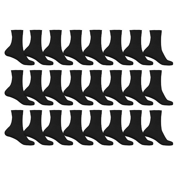 Kit 12 Pares Meias Preta Adulto Esportiva Cano Alto Algodão