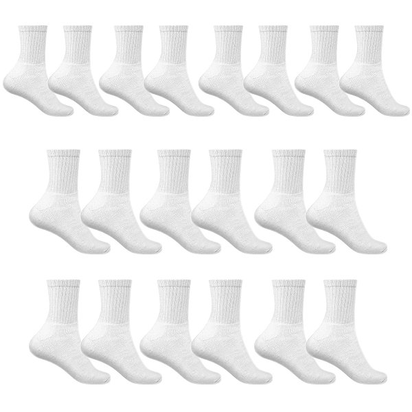 Kit 10 Pares Meias Branca Adulto Esportiva Cano Alto Algodão