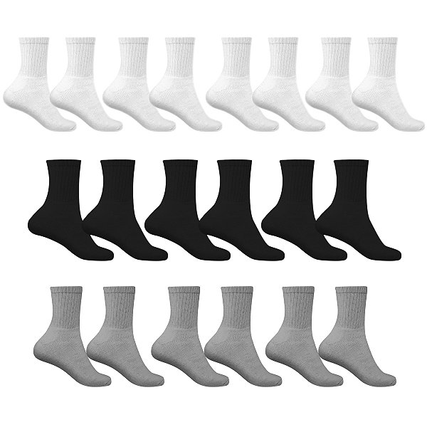 Kit 10 Pares Meias Colors Adulto Esportiva Cano Alto Algodão
