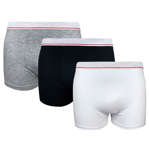 Kit 3 Cuecas Boxer Infantil Box Algodão Cotton Conforto Basic
