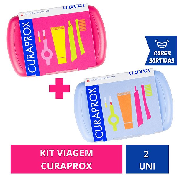 Curaprox 2 uni KIT Viagem Escova 5460 + Escova Interdental + Creme Dental 10ML + Estojo Colorido
