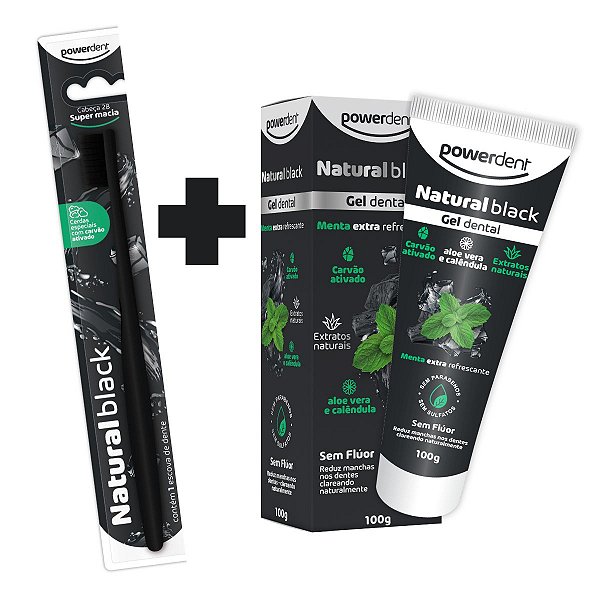 Escova de Dente Black Super Macia + Gel Dental Black 100g Powerdent
