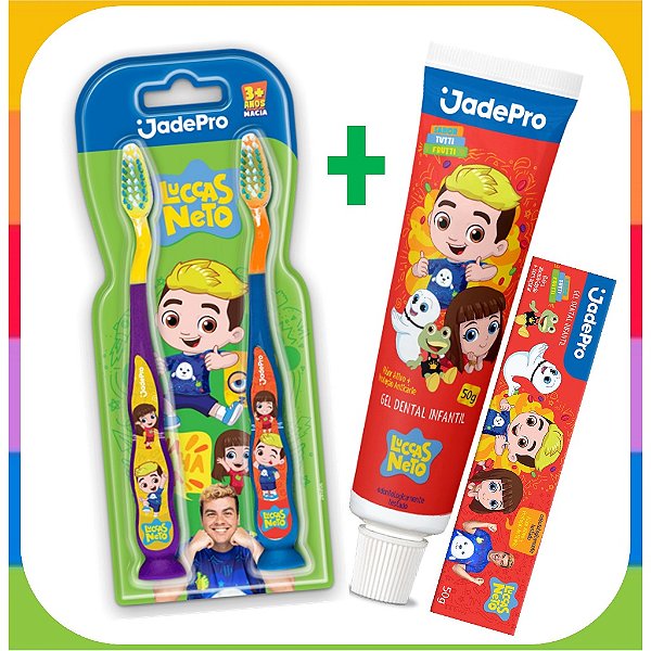 KIT 2 Escovas de Dente e 1 Pasta de Dente para criança Lucas Neto Jadepro