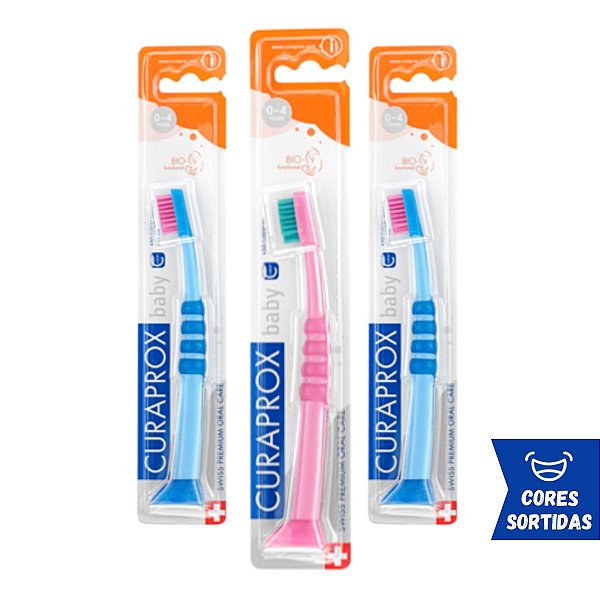 Escova de Dente para Bebê e Criança Curaprox BABY (0 a 4 anos) - Cores Sortidas - 1 Uni
