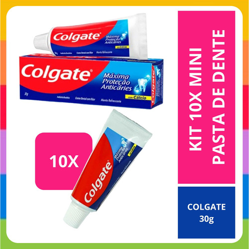 Kit 10 Mini Pasta De Dente Colgate 30g P/ Bolsa, Necessaire