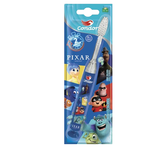 Escova Dental Infantil Macia com Luz de Led e Ventosa personagens Disney Pixar