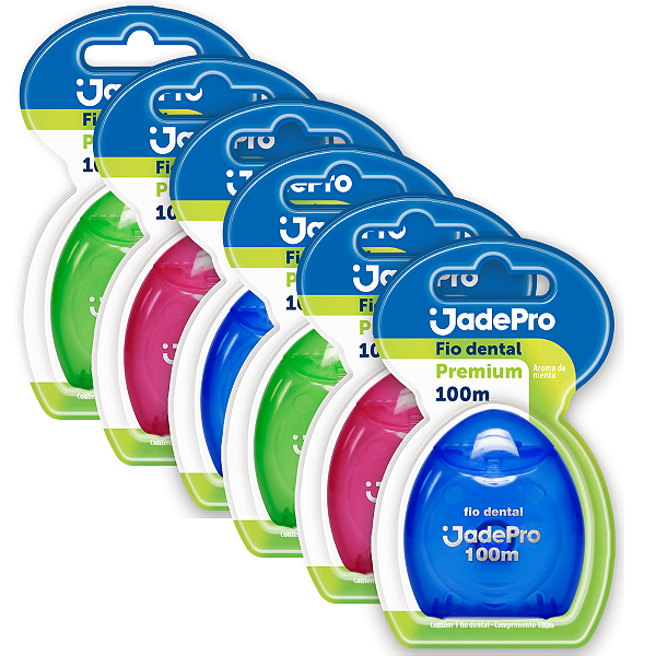 KIT 6 Fio Dental Premium Encerado (100m cada) - Jadepro