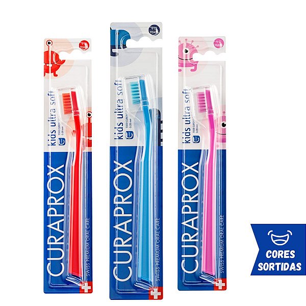 Escova de Dente Infantil Curaprox Kids Ultra Macia 4 a 12 anos - 1 Uni - Cores Sortidas