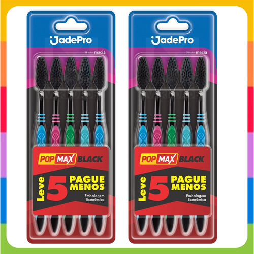 Kit 10 Escovas De Dente Black Ultrafina 2 Kit 5 Uni Jadepro