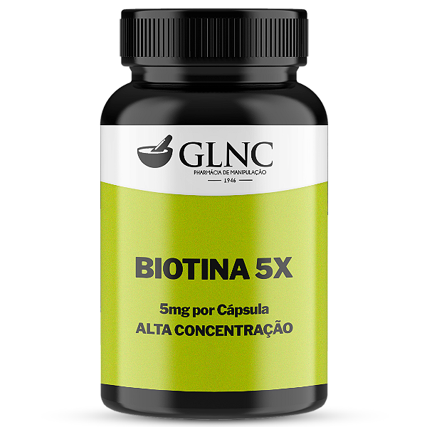 Biotina 5X - 5 mg por Cápsula - Alta Concentração