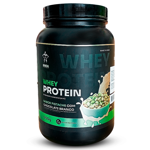 Whey Protein 900g - Sabor Pistache com Chocolate Branco 100% Concentrado | Boca Nutrition