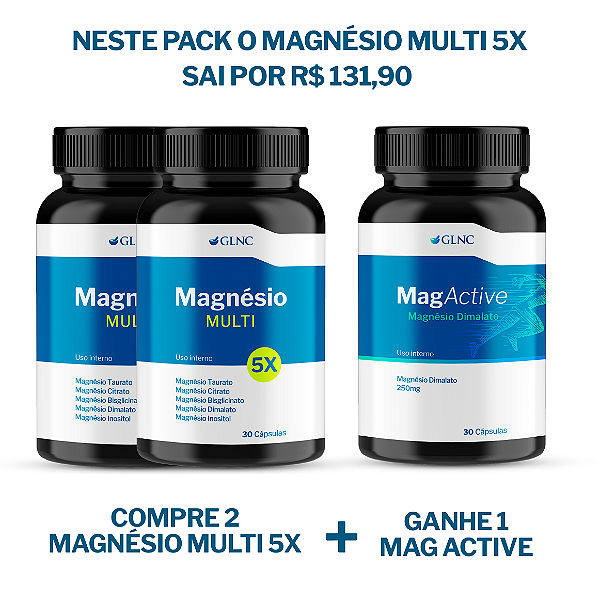 COMPRE 2 Magnésio Multi 5X e GANHE 1 Mag Active