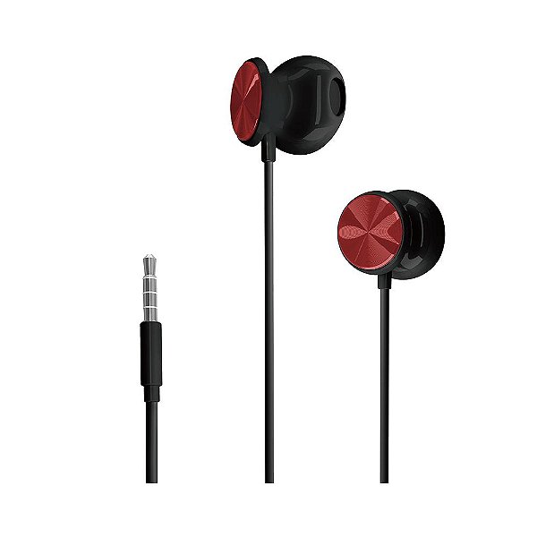 Fone de ouvido Intra Auricular com microfone preto e vermelho DHH-1112 HP