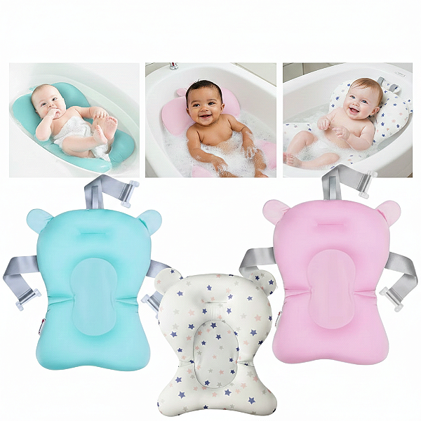 Almofada De Banho Para Bebê Universal Teu Baby Flutuante Boia Segura Infantil Anatômica Criança Banheira Azul Rosa