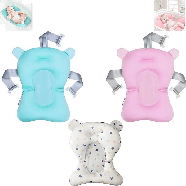 Almofada De Banho Para Bebê Universal Teu Baby Flutuante Boia Segura Infantil Anatômica Criança Banheira Azul Rosa