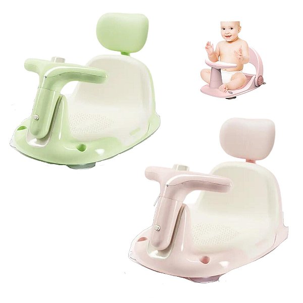 Assento Cadeira Para Banho Banheira Velotrol Triciclo Para Criança Infantil Bebe Suporte Com Apoio Verde Rosa