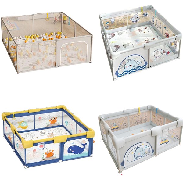 Cercadinho Infantil Para Bebe Criança Neném Segurança Diversão Colorido Temático Animais Marinhos Piscina De Bolinhas