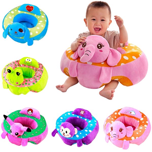 Assento Poltroninha Pelúcia Bebês Conforto Segurança Diversão Ergonômico Estimulação Sensorial  Animais Cores Teu Baby