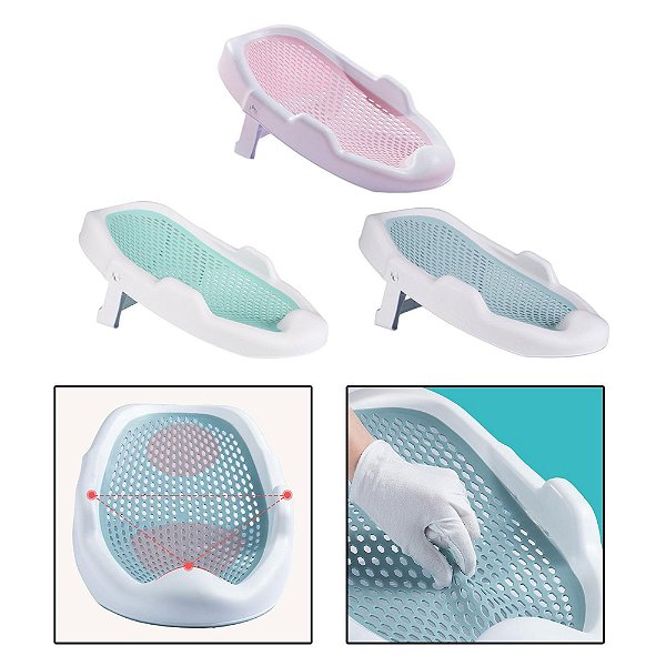 Rede Protetora De Banheira Tomar Banho Confortável Infantil Para Bebe Criança Menino 8015 Rosa Azul Silicone Segurança