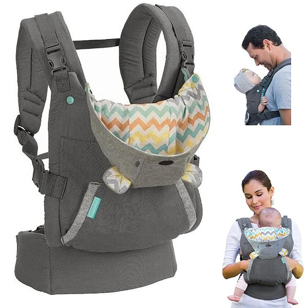 Canguru Com Capuz Com Orelhinhas Leve Suporta até 18 Kg Conforto Segurança Estilo Passeios Praticidade Design Aconchego