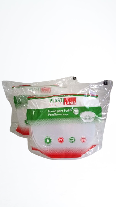 PLASTILANIA FORMA PUDIM  FAMILIA    C/TAMPA  1100 ml  PCT  C/05 UNID.