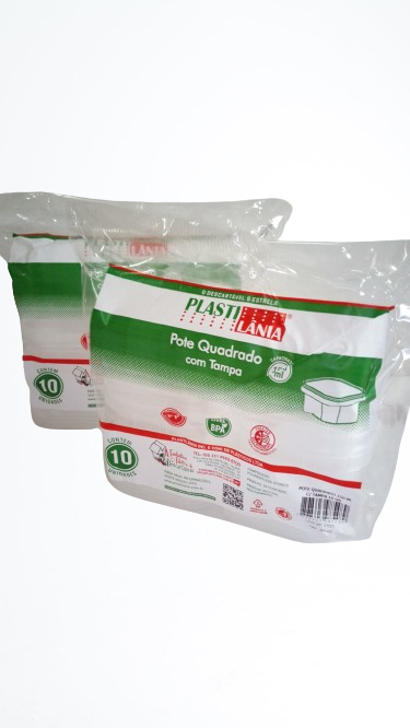 PLASTILANIA POTE QUADRADO C/TAMPA  150  ML PCT  C/10 UNID.