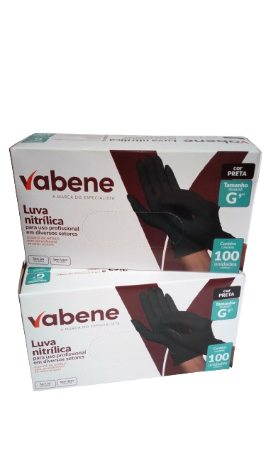 LUVA NITRILICA PRETA  GRANDE  SEM /PÓ   C/100 UNS