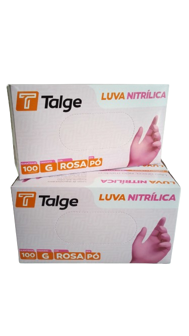 LUVA NITRILICA  ROSA  GRANDE  SEM /PÓ   C/100 UNS