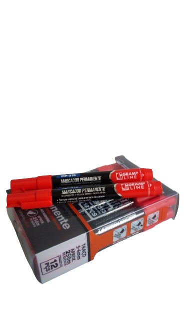 PINCEL MARCADOR  PERMANENTE  VERMELHO   C/12 UNID.