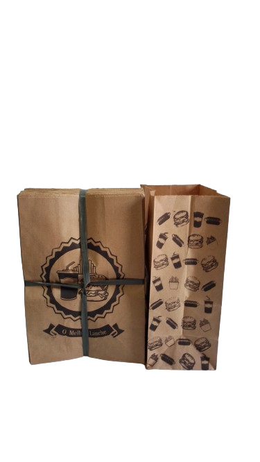 SACO PAPEL SOS LANCHES  IMPRESSO  TAMANHO  MEDIO   C/100 UNID.   PCT DELIVERY